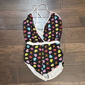 Romper Heart and Lips Print